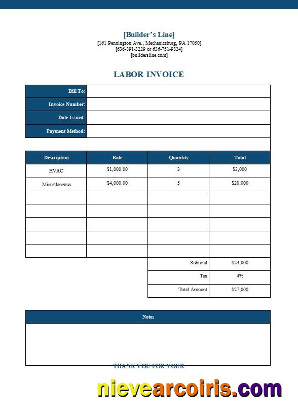 Free Labor Invoice